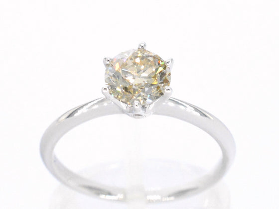 18k witgouden solitair, natuurlijke diamant 1.01 ct