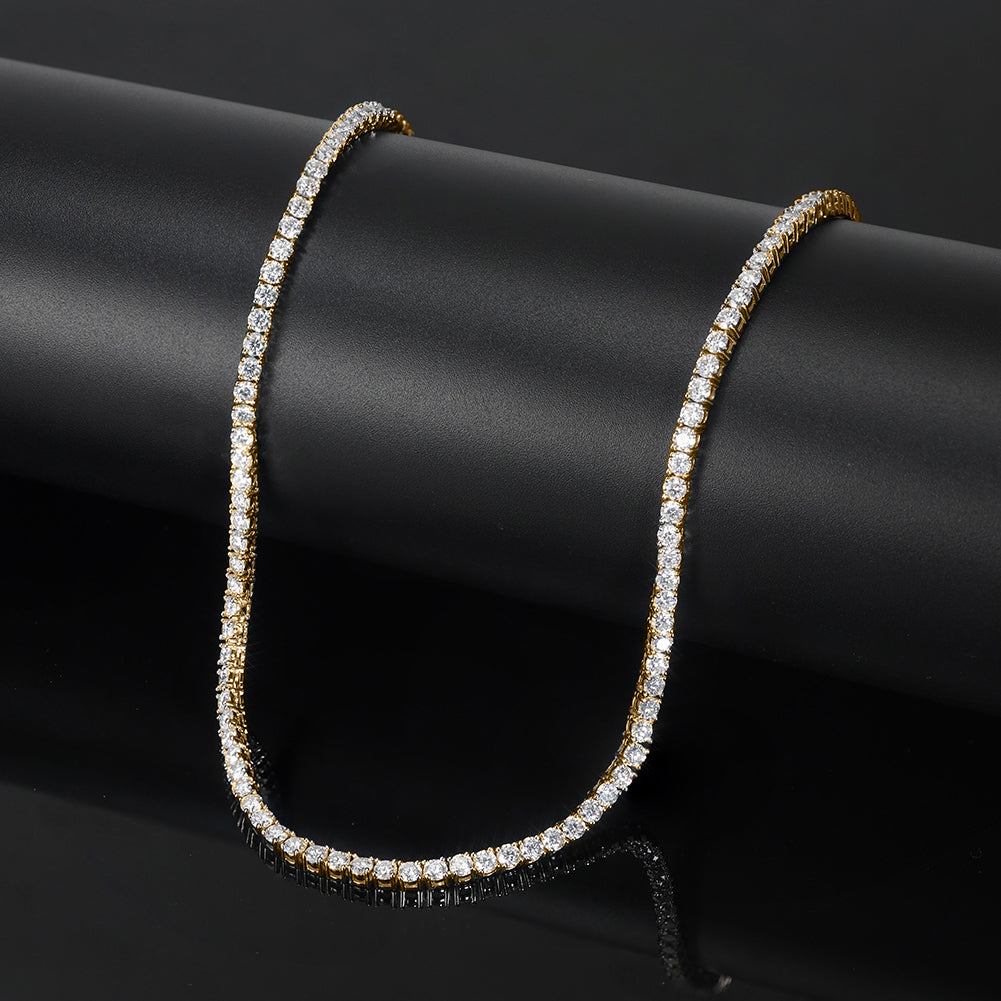 Tennis collier geel goud sterling zilver