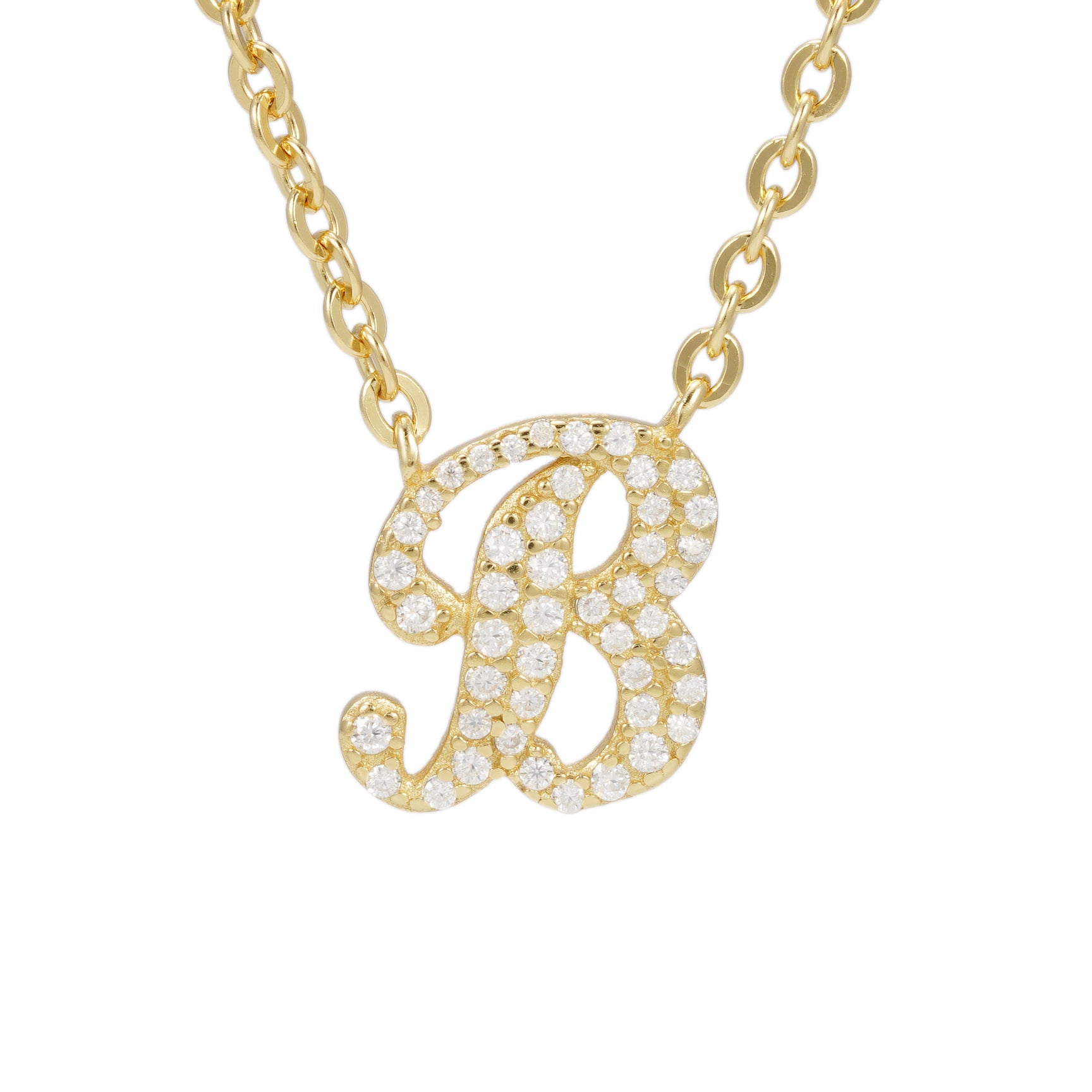 18 karaats goud (verneuil) collier met letter hanger B