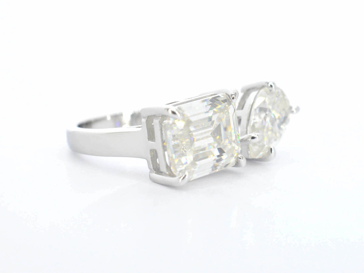 Ring met 2 stenen in wit zilver