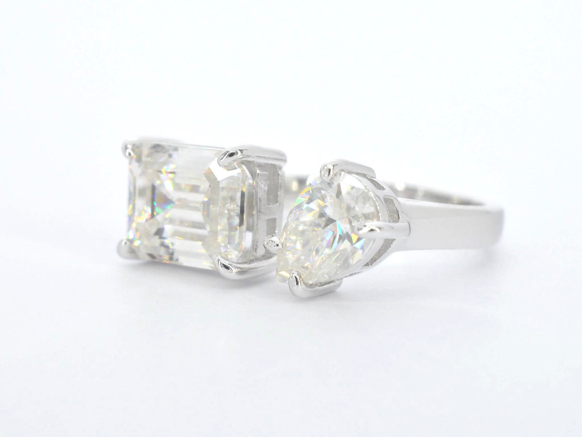 Ring met 2 stenen in wit zilver
