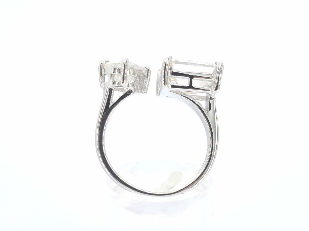 Ring met 2 stenen in wit zilver