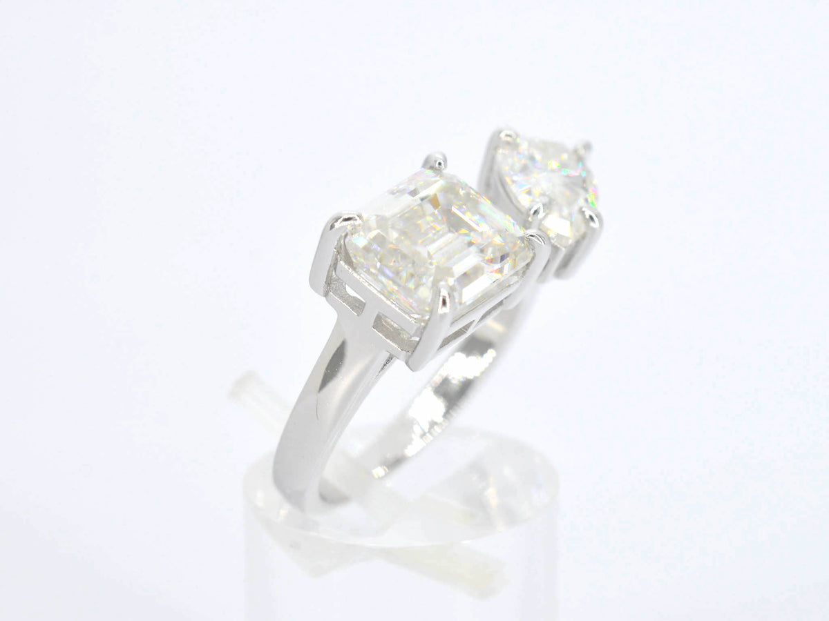 Ring met 2 stenen in wit zilver