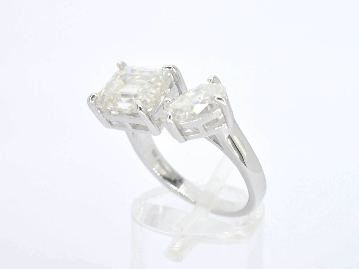 Ring met 2 stenen in wit zilver