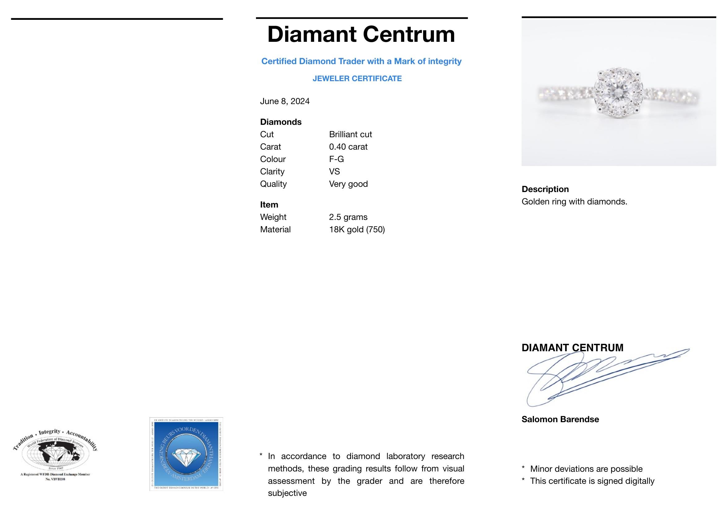 Witgouden entourage ring met diamanten