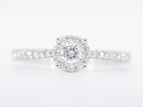 Witgouden entourage ring, natuurlijke diamant