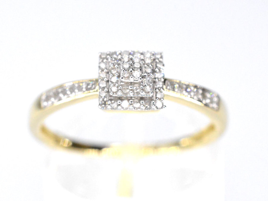 Gouden entourage ring, natuurlijke diamant 0.18 ct