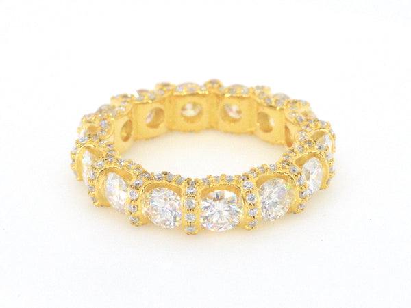18k doublé alliance ring, gezet met 3.50 ct briljant geslepen moissaniet