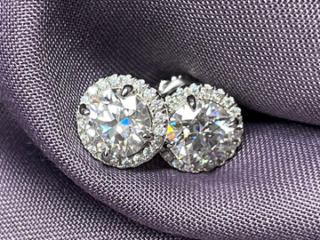 18k doublé entourage oorknoppen, moissaniet 2.00 ct