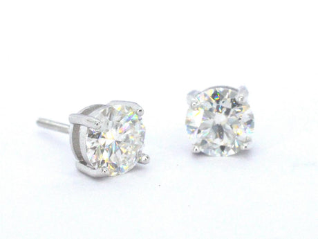 18k doublé solitair oorbellen, gezet met samen 2.00 ct briljant geslepen moissaniet