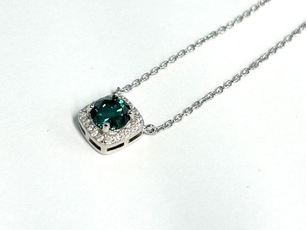 18k doublé collier met fancy oceaangroene moissaniet van 1.00 ct, briljant geslepen