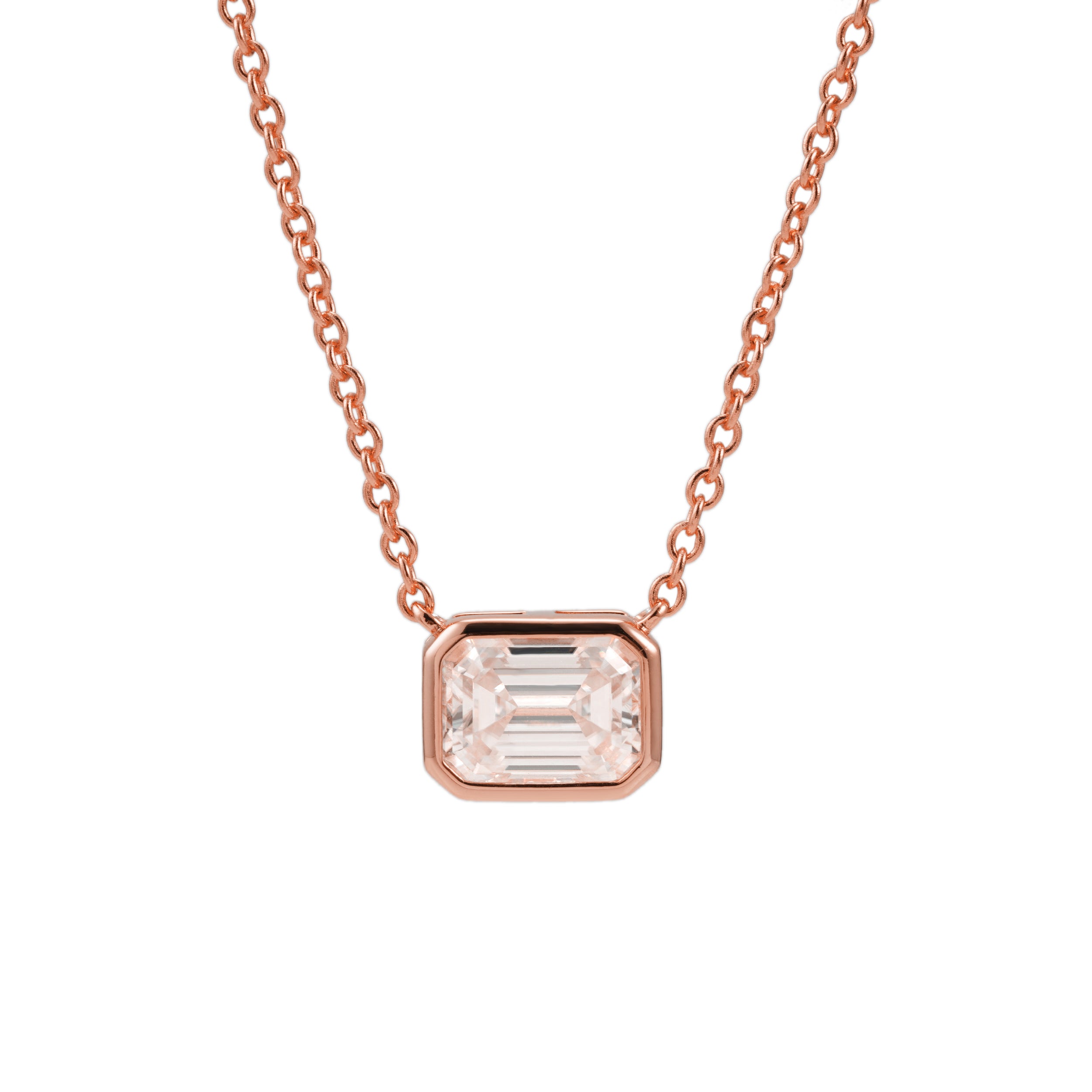 Rosékleurige ketting met rechthoekige hanger