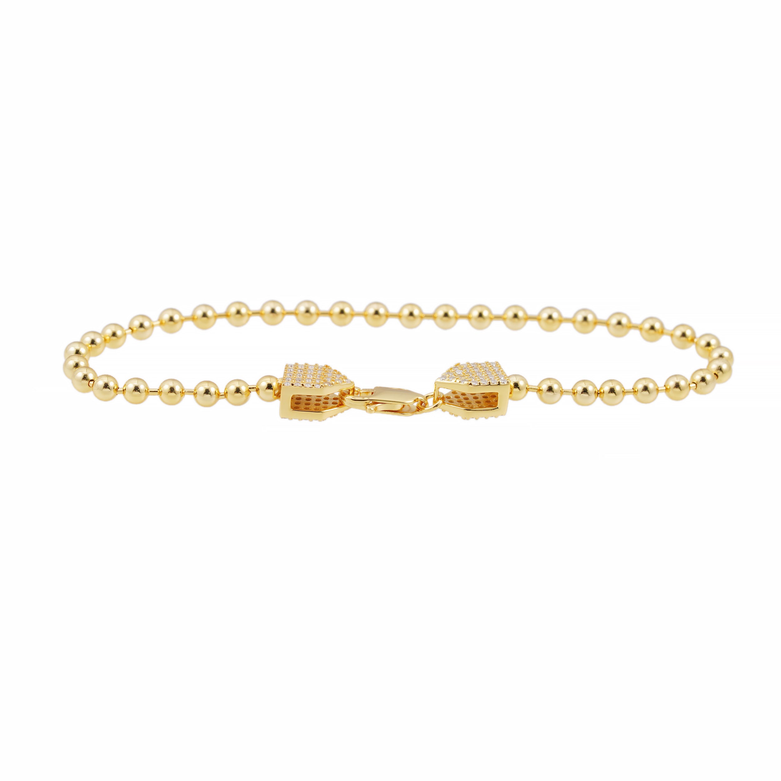 Goudkleurige ronde armband bezet met briljanten