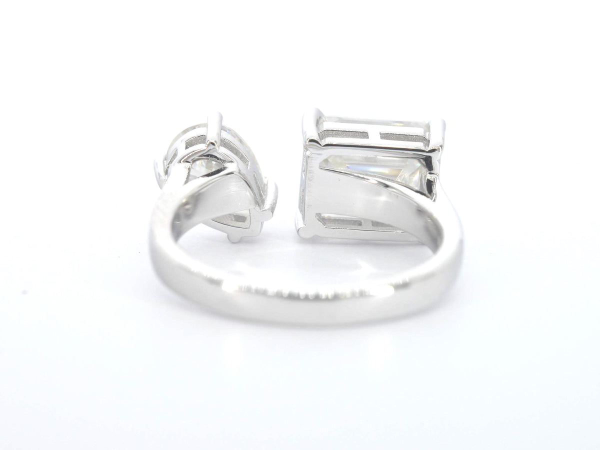 Ring met 2 stenen in wit zilver